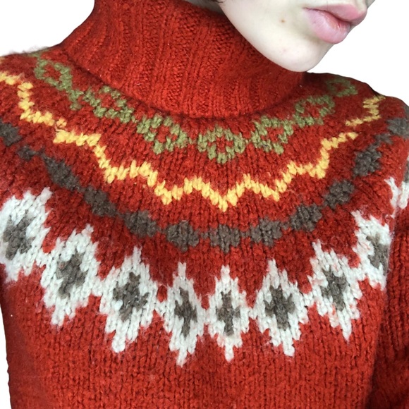 Reitmans small turtleneck pull knitted orange red white yellow grey green - Picture 6 of 9